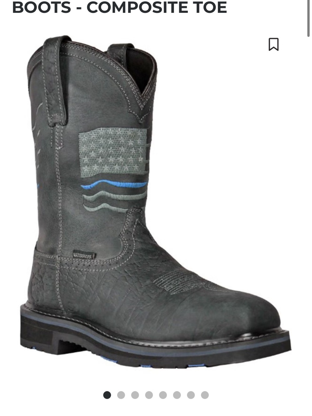 Men's Composite Toe Work Boot - Black with Blue Accent